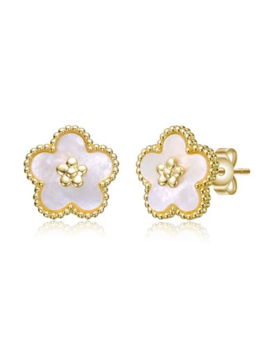 Серьги-цветы GiGiGirl Charming Kids с напылением 14k Gold и перламутром