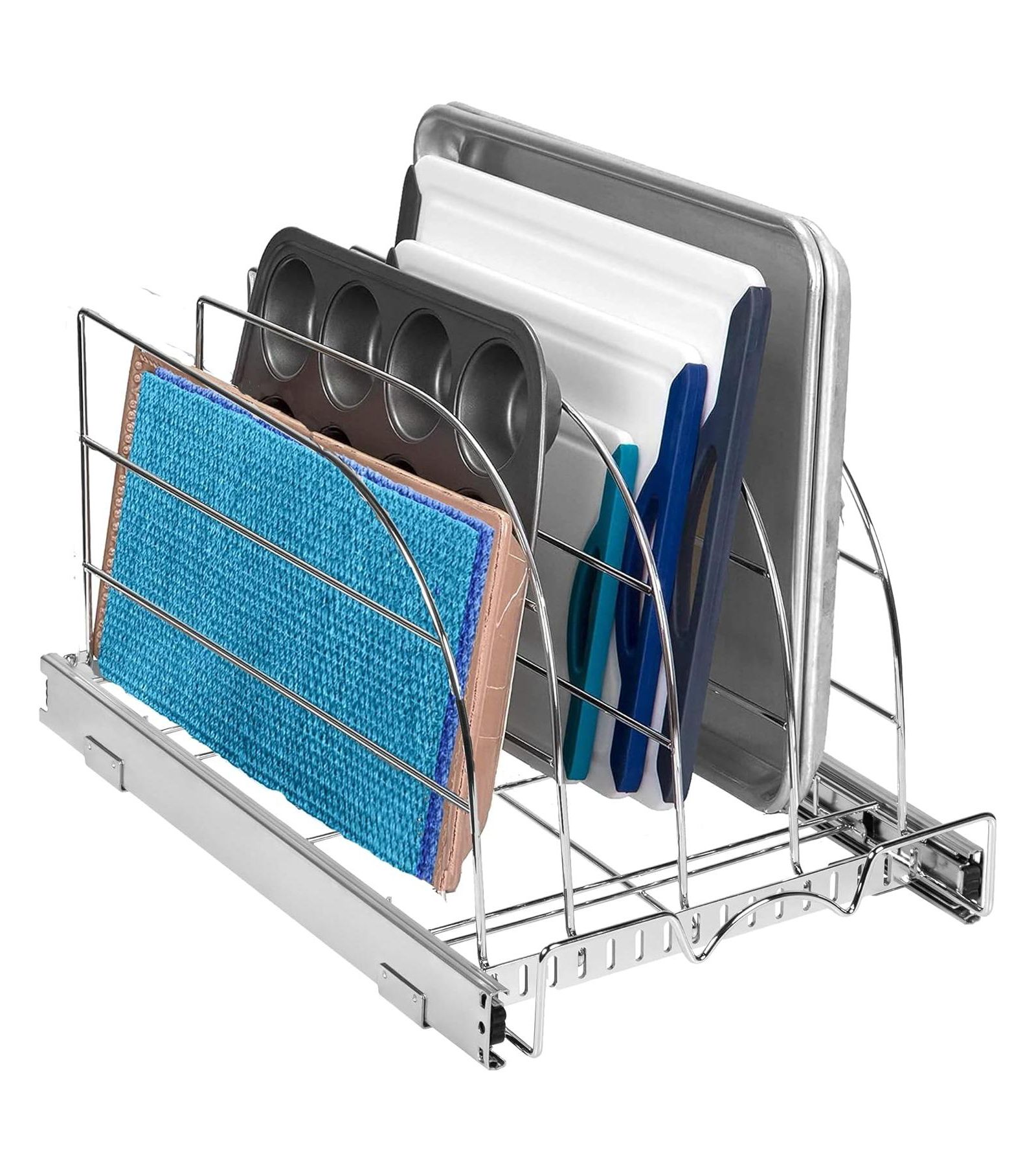 Florida Brands bakeware Pull Out Organizer for Cookie Sheet, Cutting Board, Bakeware, and Tray 12.5 x 21 In