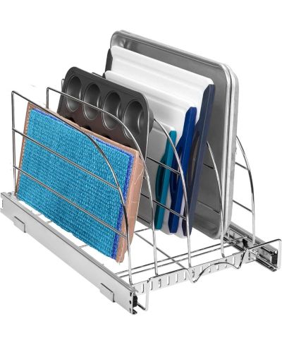 Florida Brands bakeware Pull Out Organizer for Cookie Sheet, Cutting Board, Bakeware, and Tray 12.5 x 21 In