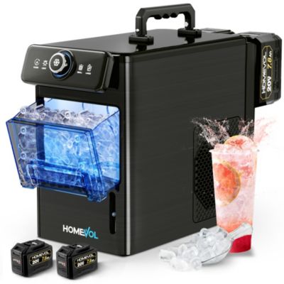 Portable Ice Maker with Battery - 8 Min Rapid Ice, 4.5H Cordless, Dual Mode (AC/DC), Self-Cleaning, Bullet Ice, Stainless Steel