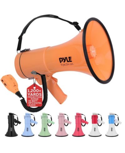 Портативный мегафон Pyle 50-Watt с сиреной, MP3 Input и плечевым ремнем