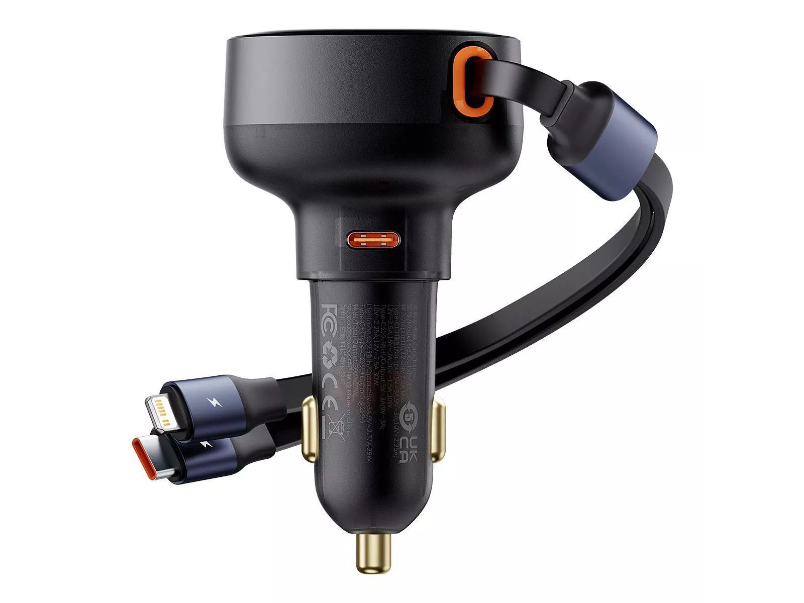 Автомобильное зарядное устройство Baseus Enjoyment Pro C с кабелем C & iP 60W Black
