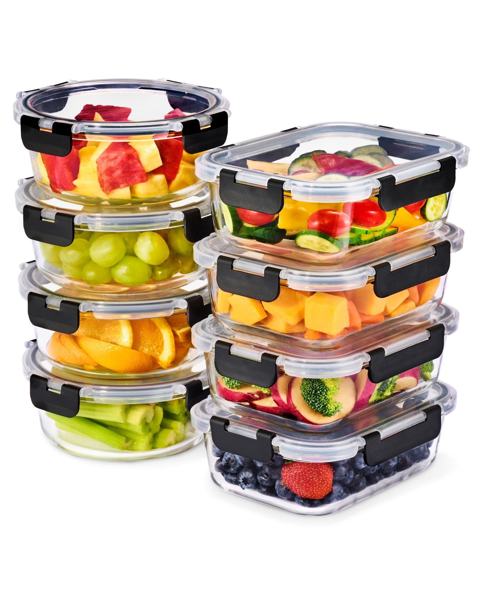 Sorbus 16 Piece Glass Meal Prep Containers with Airtight Lids - Preserves Freshness, Oven Safe, durable, BPA-free