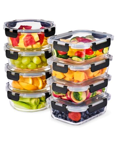 Sorbus 16 Piece Glass Meal Prep Containers with Airtight Lids - Preserves Freshness, Oven Safe, durable, BPA-free