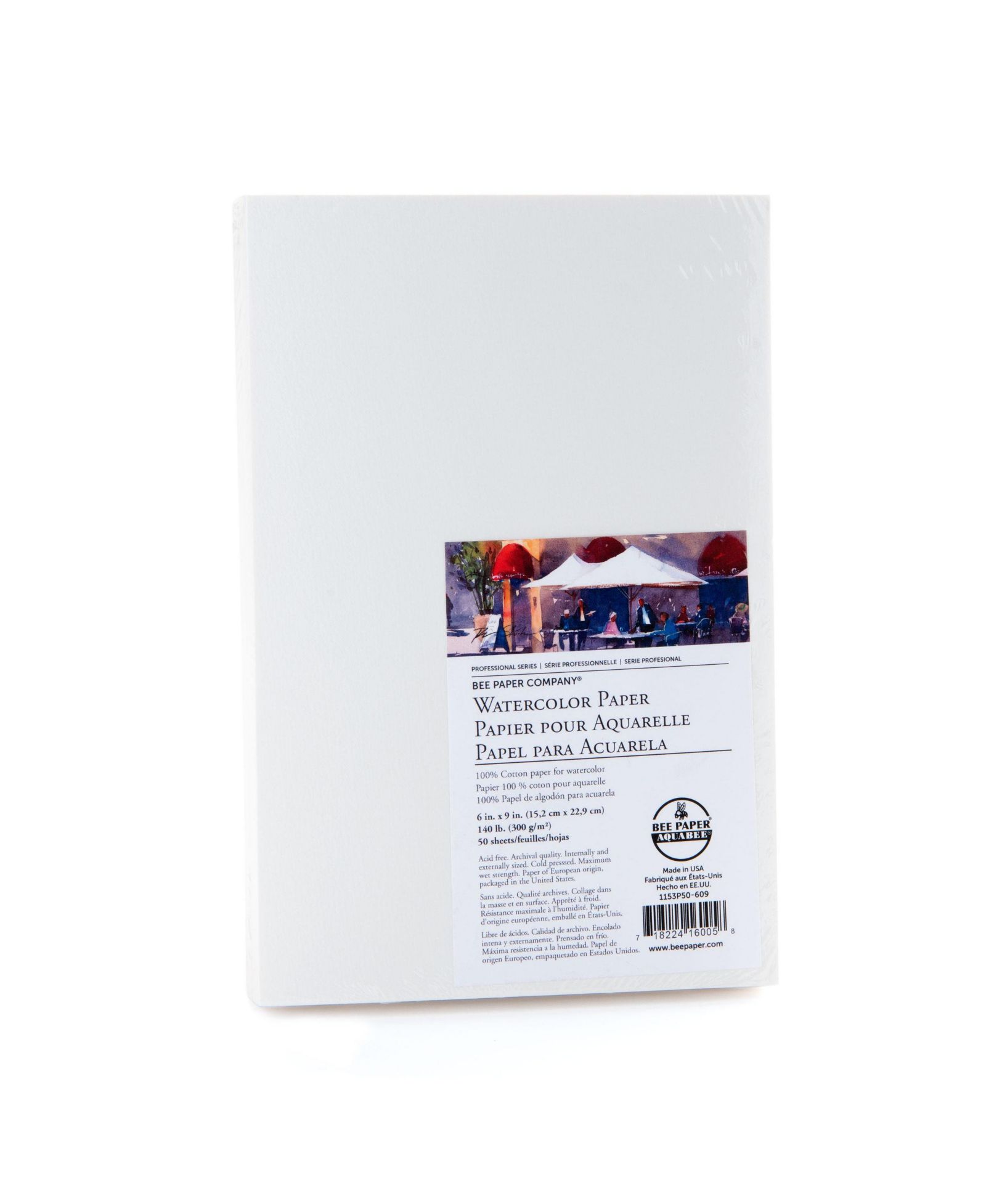 Bee Paper 6" x 9" Watercolor Paper Pack, 50 Sheets 140lb