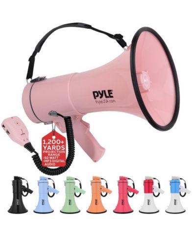 Pyle 50-Watt Portable Megaphone with Siren, MP3 Input, Automatic Siren, Shoulder Strap, Lightweight