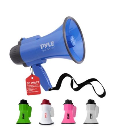 Мегафон Pyle 30-Watt Portable с сиреной, Blue Bullhorn