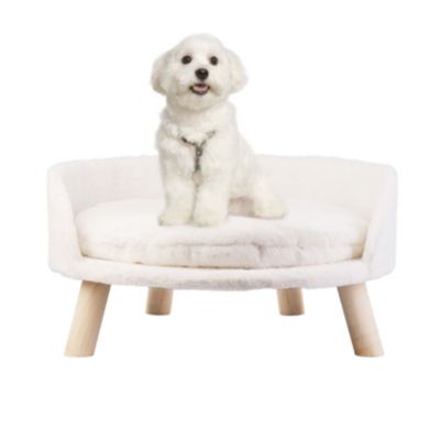 BINGOPAW Pet Cat Dog Bed Soft Warm Plush Chair Bed Wood Legs Cushion Pad Washable