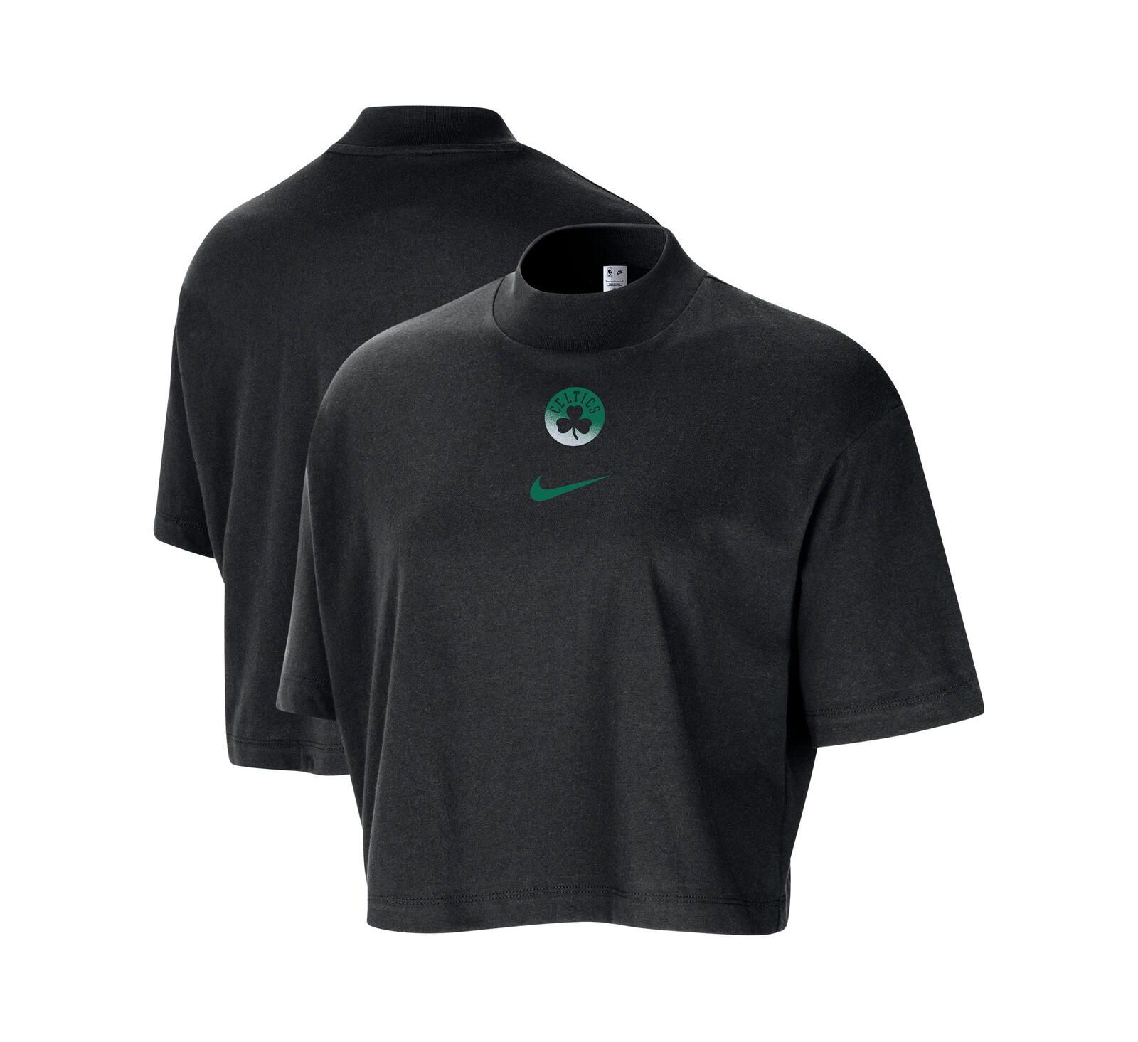 Nike Женская укороченная футболка с высоким воротником Boston Celtics Courtside, черная
