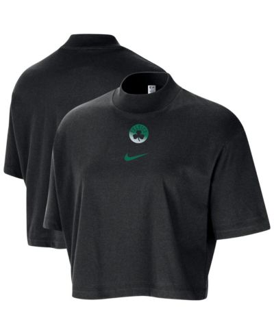 Nike Женская укороченная футболка с высоким воротником Boston Celtics Courtside, черная