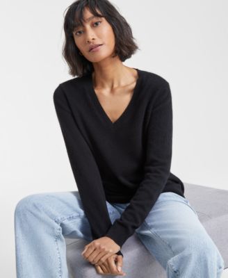 Свитер Petite V-Neck с длинным рукавом Charter Club 100% Cashmere