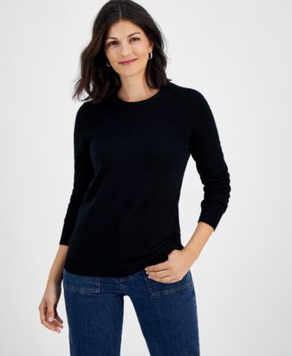 Charter Club 100% Cashmere Women's Petite Long-Sleeve Crewneck Sweater, Created for Macy's