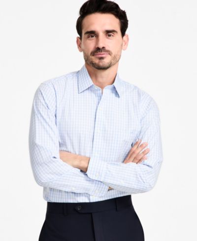 Мужская классическая рубашка Brooks Brothers с воротником-стойкой и принтом гингем, не требующая глажки