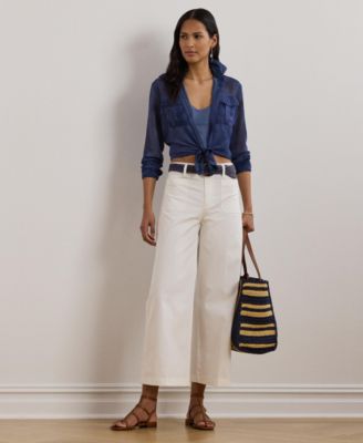 Lauren Ralph Lauren Women's Stretch Chino Wide-Leg Cropped Pants