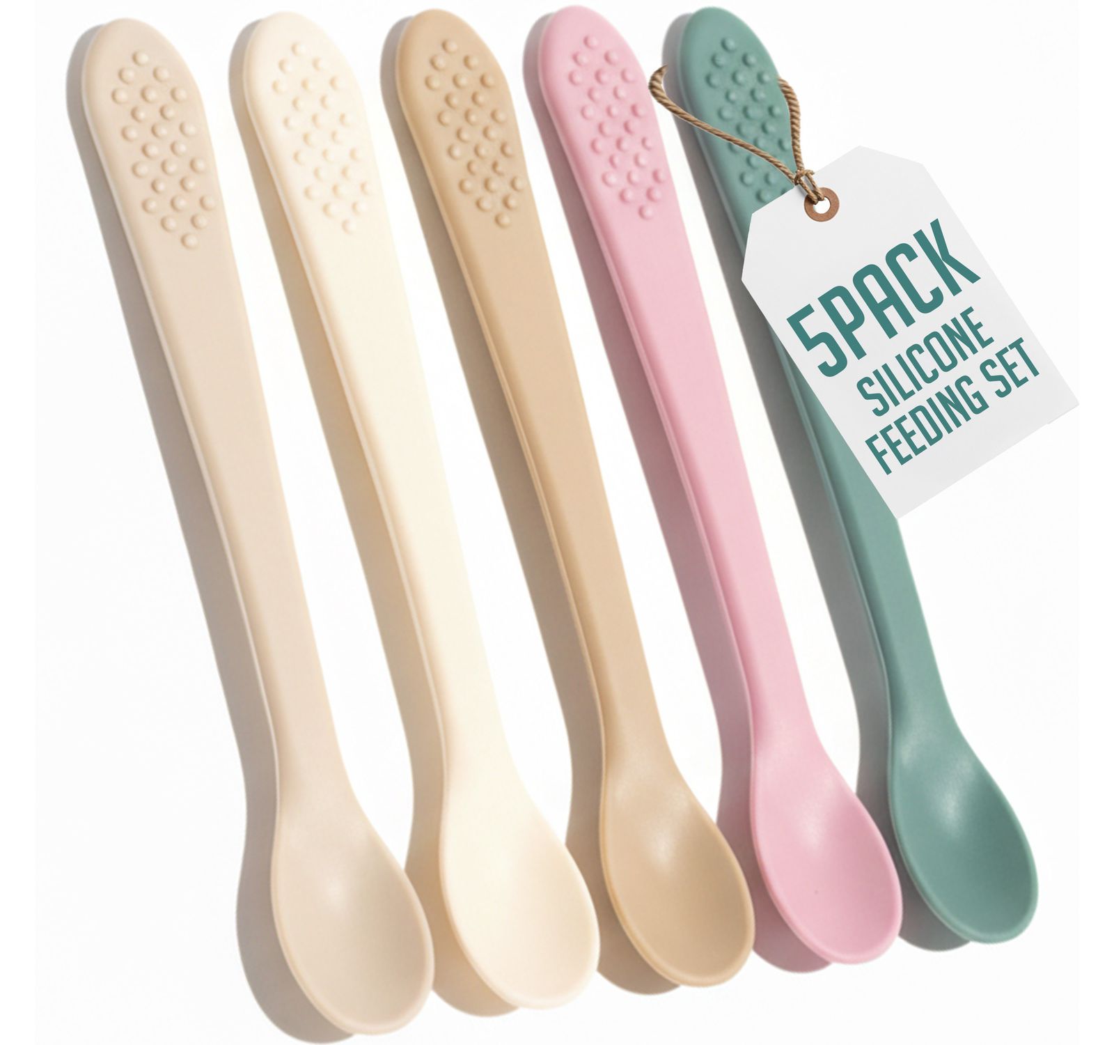 Sperric Toddler Spoons Spoons First Stage - Silicone Spoon For Self Feeding - First Stage Feeding Spoon Set Gum Friendly - BPA Free