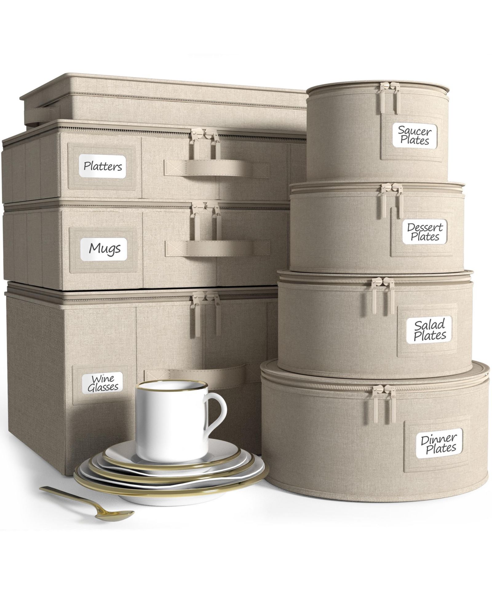Sorbus Hard Shell Dinnerware and Mug Storage Cases 8-Piece Set