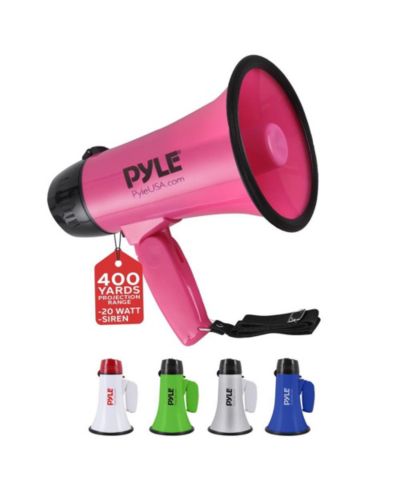 Pyle мегафон 20-Watt Mini с сиреной, портативный и легкий, розовый