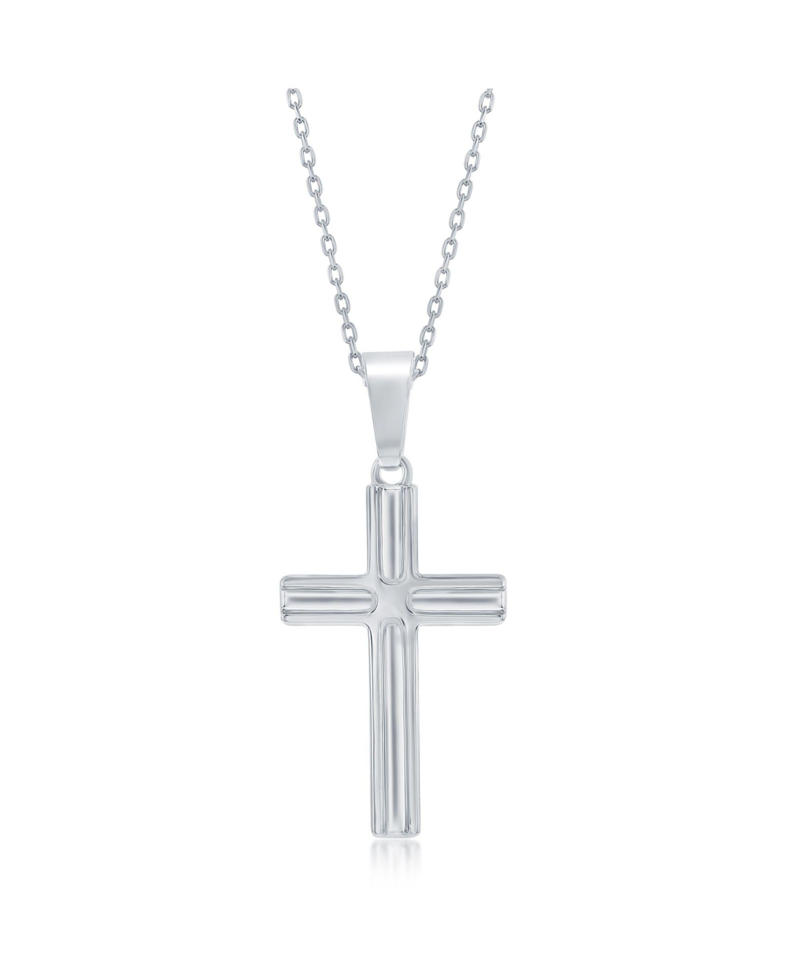 Sterling , Lined Cross Necklace