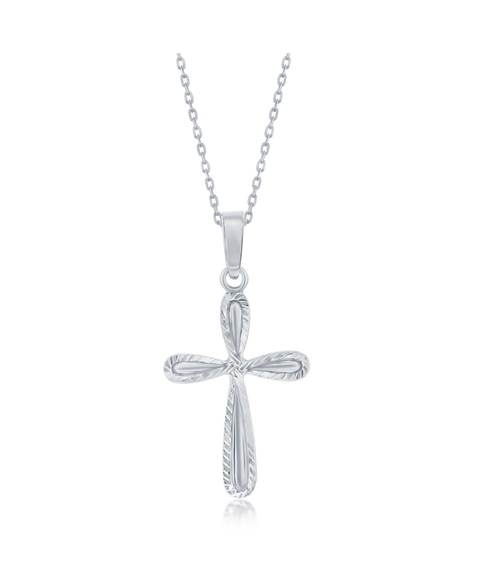 Simona Sterling Silver D-C Border Cross Necklace