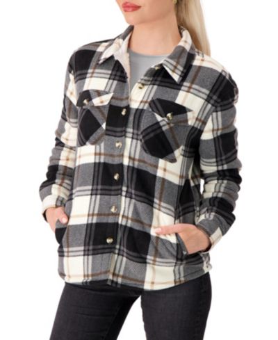 Heat Holders Women's Jacqueline Long Sleeve Plaid Shirt Jacket