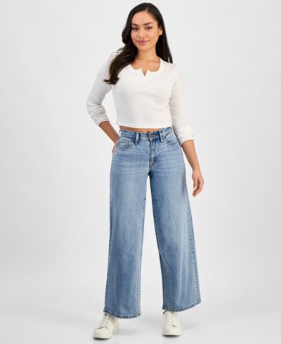 DKNY Jeans Petite Claremont Modern High-Rise Wide-Leg Jeans