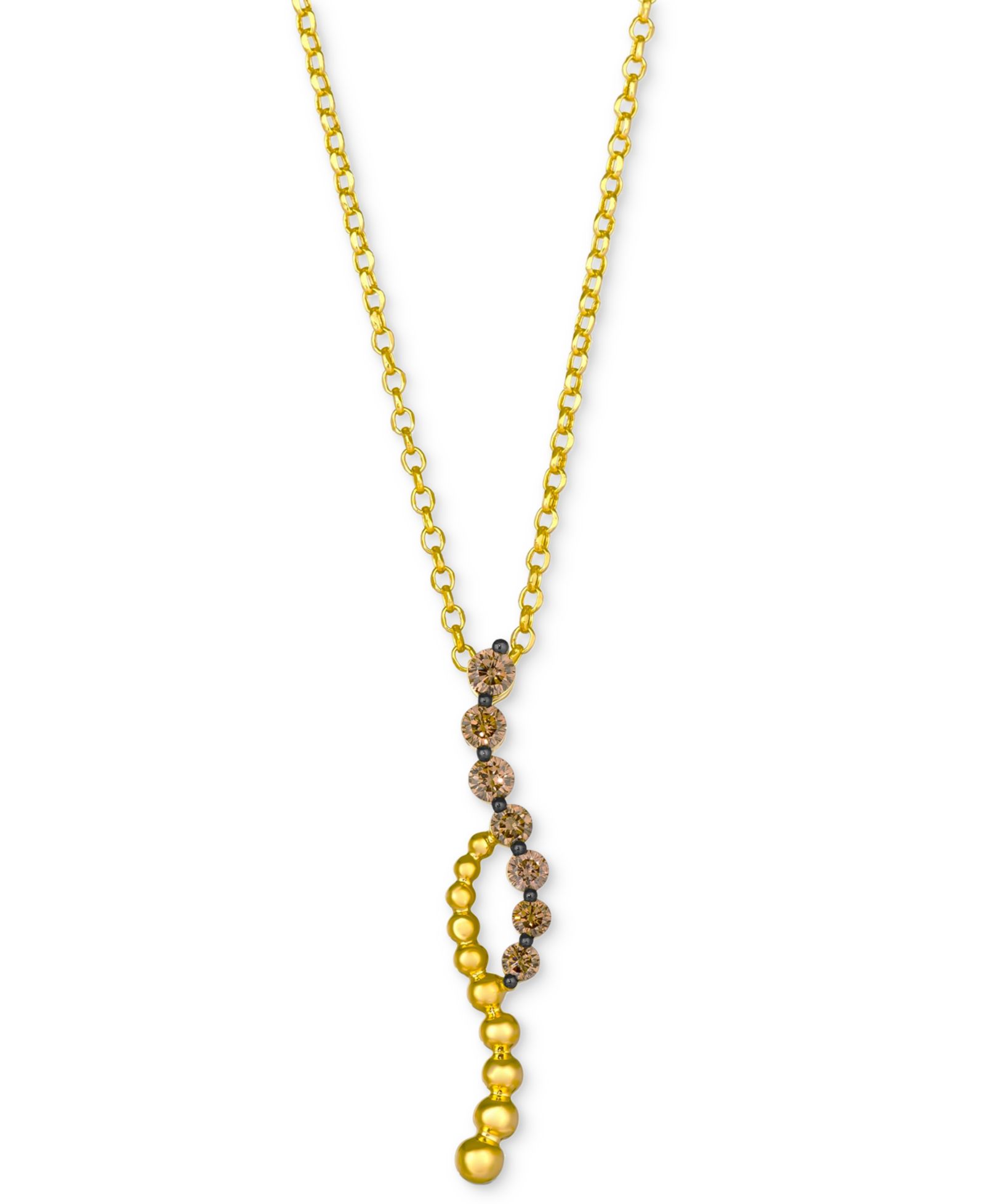 Le Vian Chocolatier® Chocolate Diamond® (3/8 ct. t.w.) Linear Pendant 19" Necklace in 14k Honey Gold