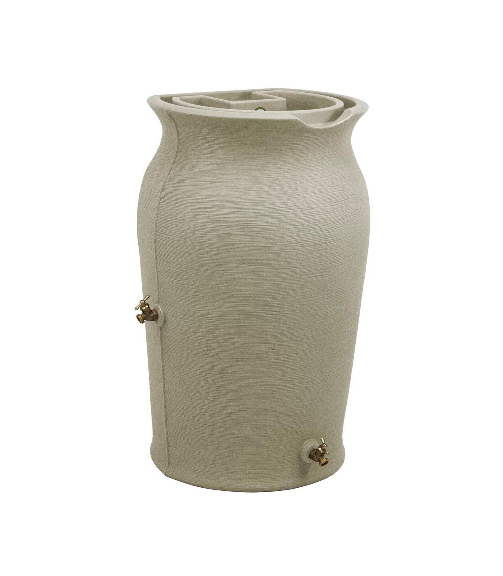 Slickblue 50-Gallon Plastic Urn Rain Barrel with Planter Top for Garden Watering and Conservation