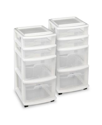 Homz Контейнер для хранения Homz Clear Plastic 4 Drawer, White Frame (2 Pack)