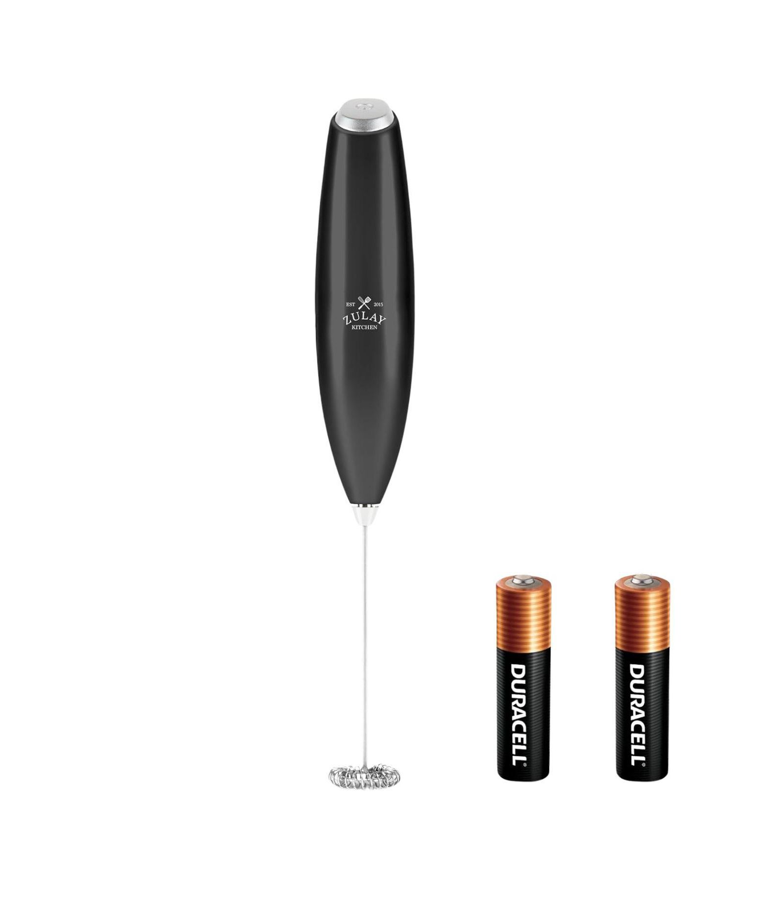 Zulay Kitchen Milk Frother Handheld Electric Whisk with AA Duracell Batteries – Durable Drink Mixer for Coffee & More