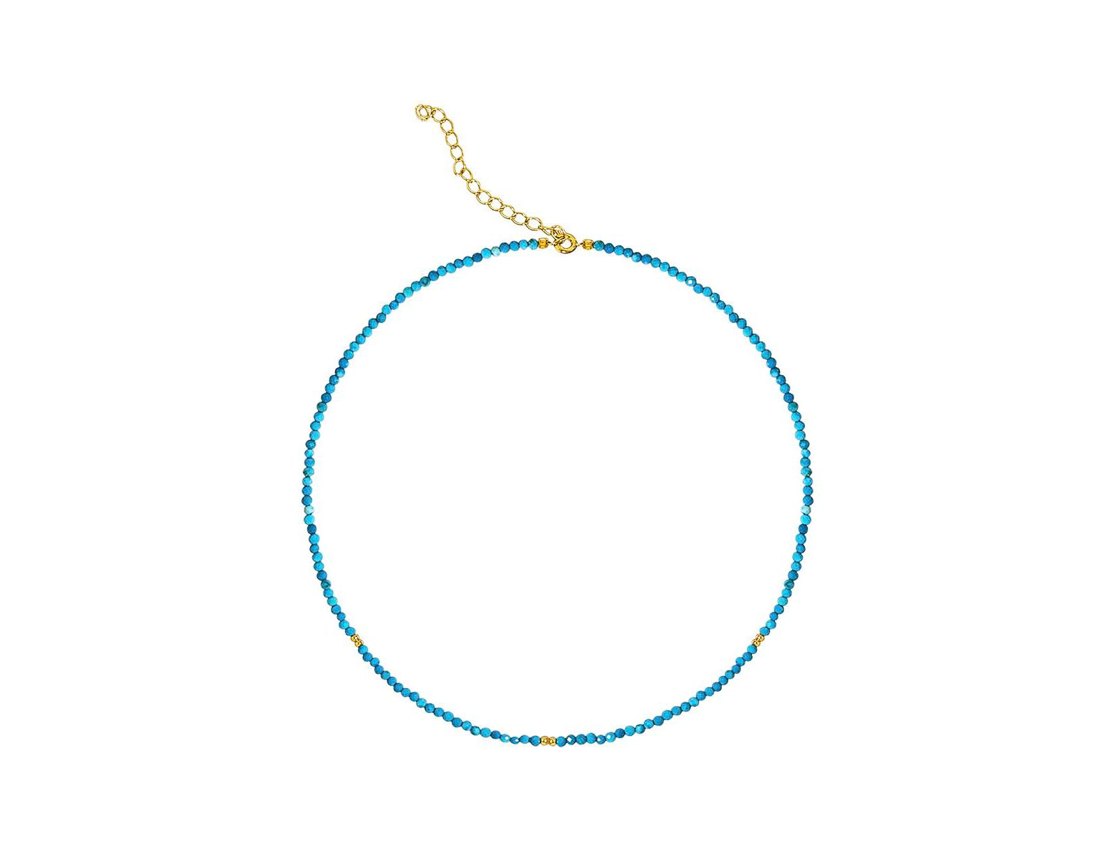 Etoielle Turquoise and Gold Bead Gold Plated Choke Necklace 16 inches adjustable