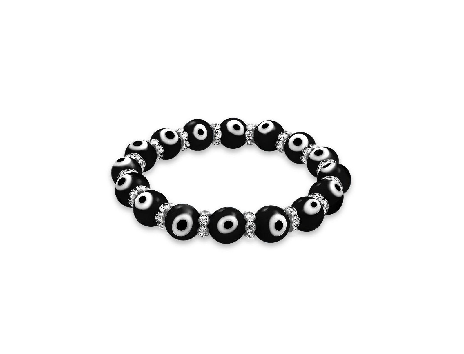 Браслет Bling Jewelry Turkish Black White Evil Eye из стеклянных бусин