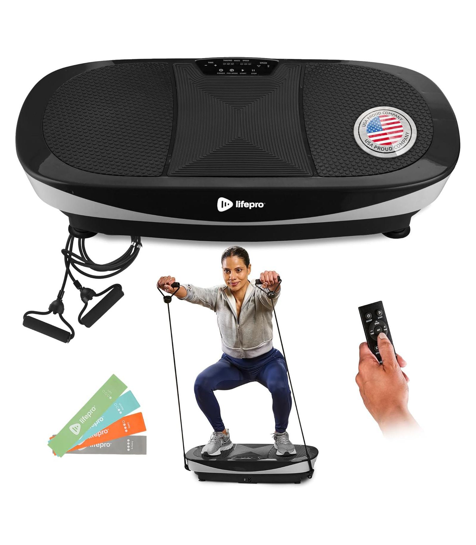 Виброплатформа LifePro Rumblex Max 4D с эспандером для полноте体の тренировок, фитнеса, восстановления и снижения веса