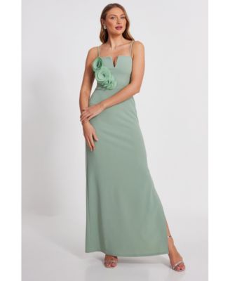 QUIZ Women's Scuba Crepe 3D Flower Maxi Dress