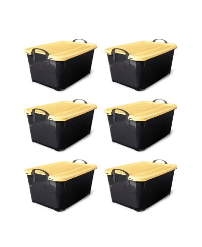 Контейнер для хранения Life Story 55 Quart Stackable Storage Bin Heavy Duty Lidded 6 Pack