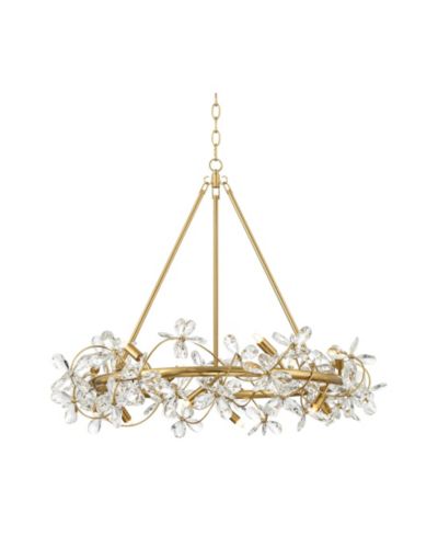 Современная люстра Possini Euro Design Carrine 31 1/2" для столовой, золото и хрусталь