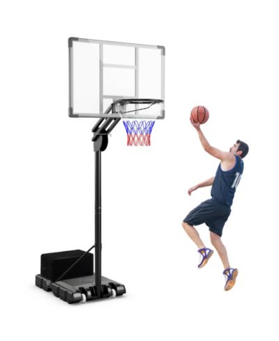 Баскетбольная стойка Gymax Portable 4.9-10 FT Adjustable с мешком для груза и колесами