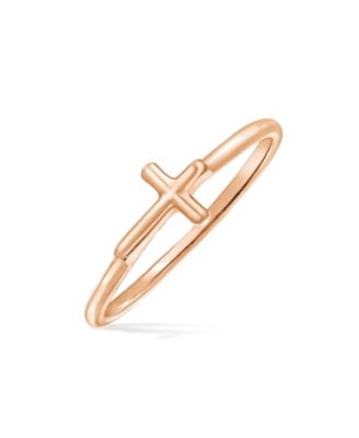 Bling Jewelry кольцо с религиозным символом перевернутого креста, тонкая полоска, позолоченное серебро