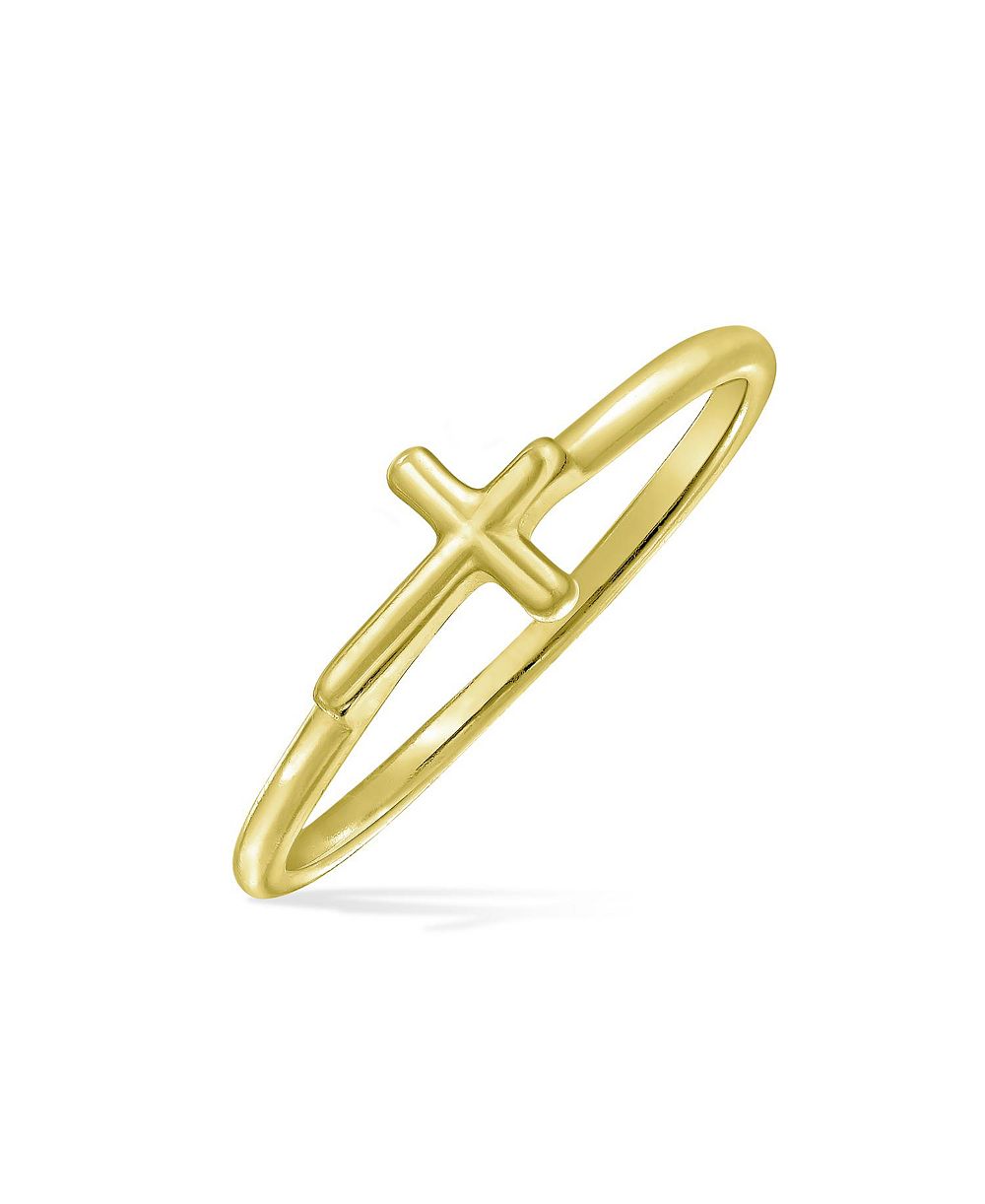 Кольцо Bling Jewelry Tiny Stackable Religious Sideways Cross.925 Sterling Silver
