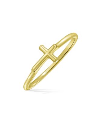 Кольцо Bling Jewelry Tiny Stackable Religious Sideways Cross.925 Sterling Silver