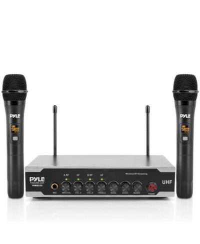 Pyle PDWM2125 Bluetooth Wireless UHF Narrow Band PA Microphone System with 2 Handheld Mics