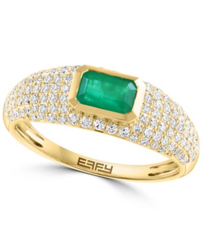 Кольцо EFFY® Collection с бриллиантами (3/8 карата) и изумрудами (1/2 карата) в золоте 14k