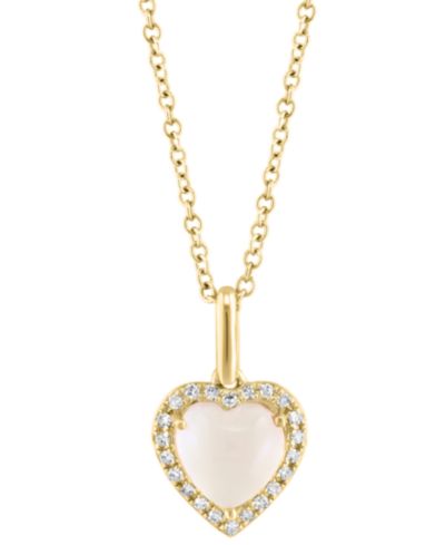 Подвеска EFFY® Rose Quartz & Diamond Heart Halo 18" в 14k Gold