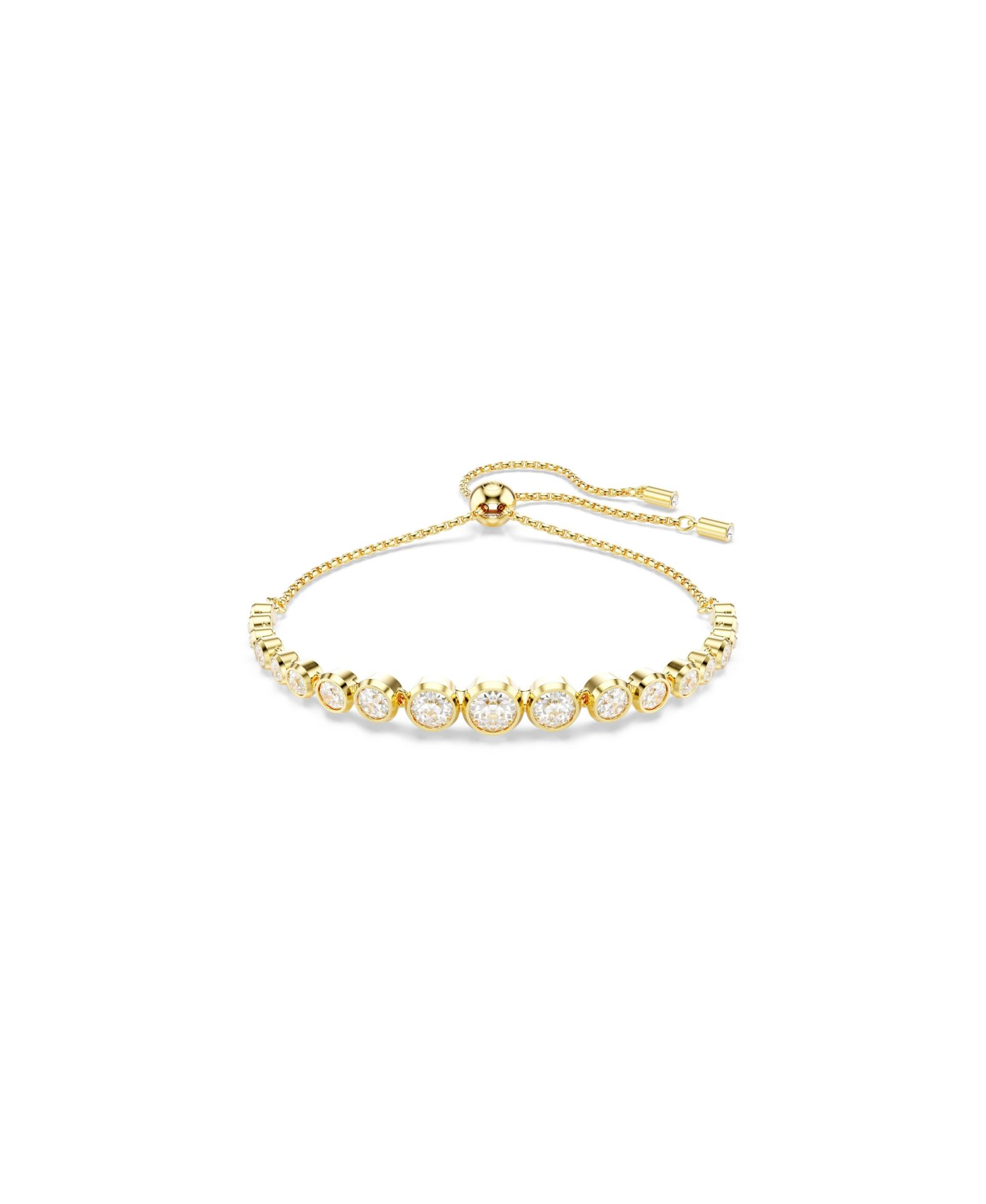 Swarovski Imber White, Gold-Tone Plated Mixed Round Cuts Tennis Bracelet