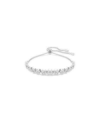 Swarovski Imber White, Rhodium Plated Mixed Round Cuts Tennis Bracelet