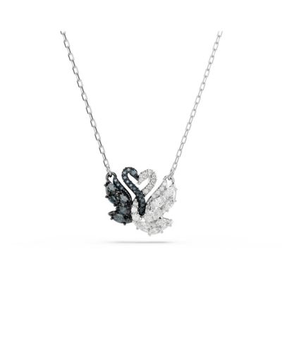 Кулон на цепочке Swarovski Black, гальваническое покрытие родием