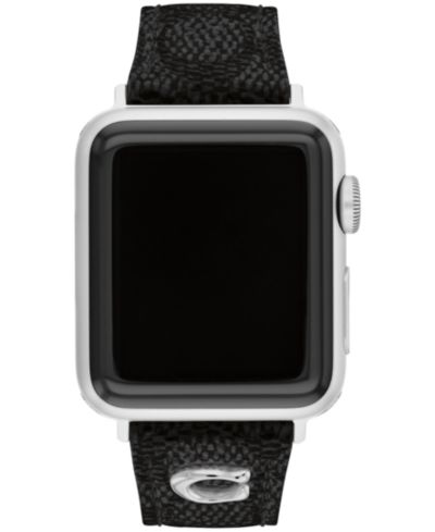 COACH Women's Black Coach Signature Canvas Leather Strap Band for Apple Watch 38mm, 40mm, 41mm