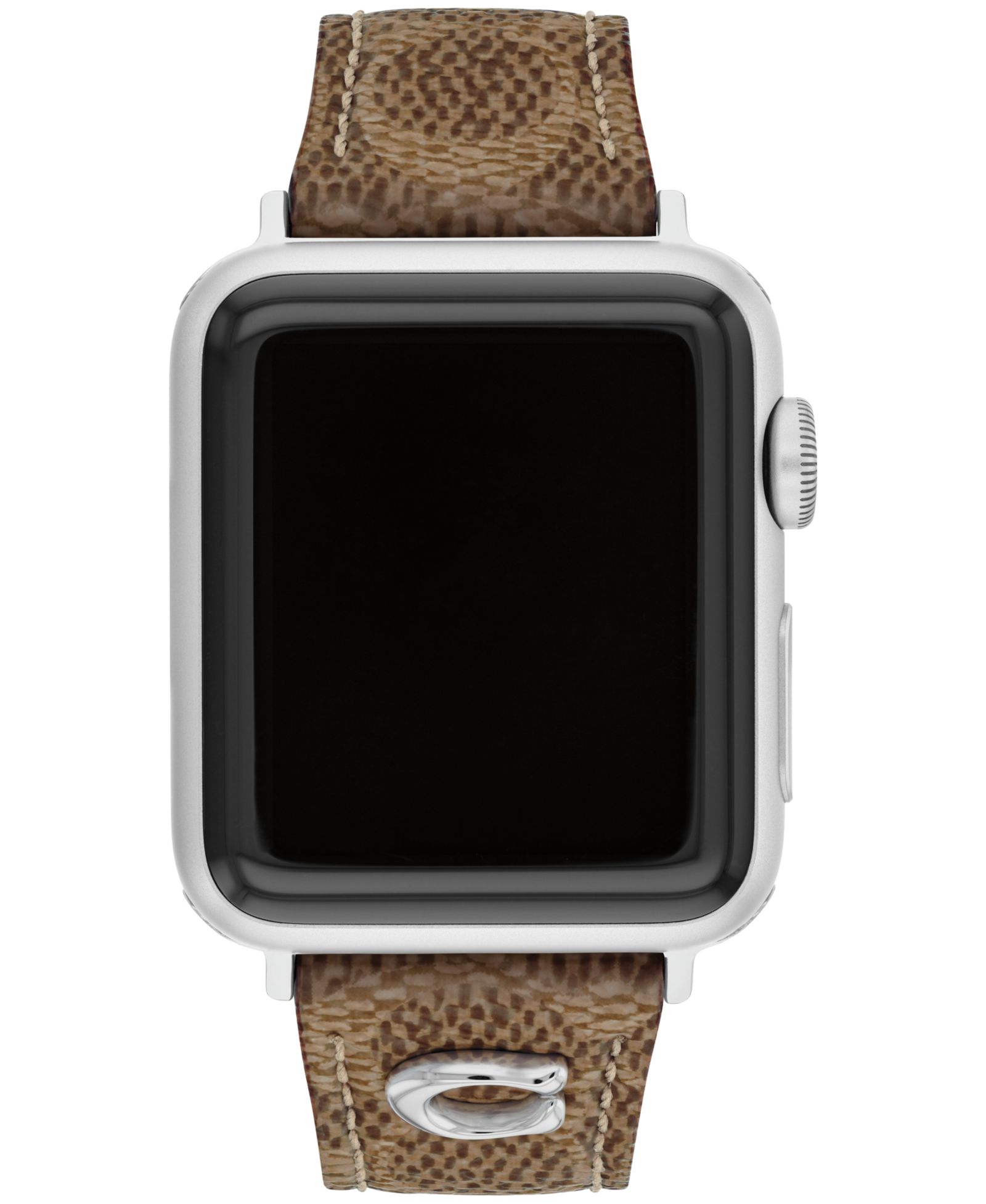 COACH Women's Tan Coach Signature Canvas Leather Strap Band for Apple Watch 38mm, 40mm, 41mm