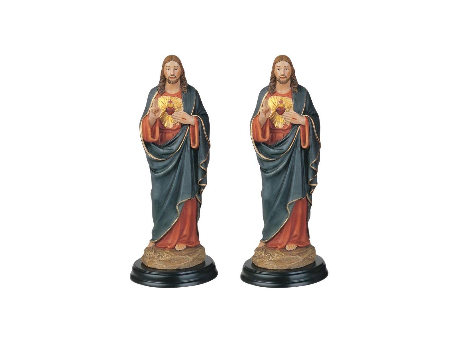 FC Design "2-PC Set" 5"H Sacred Heart of Jesus Statue Holy Figurine Statue Ornament Home Room Office Decor and Perfect Ideas for Housewarming, Holidays and Birthdays