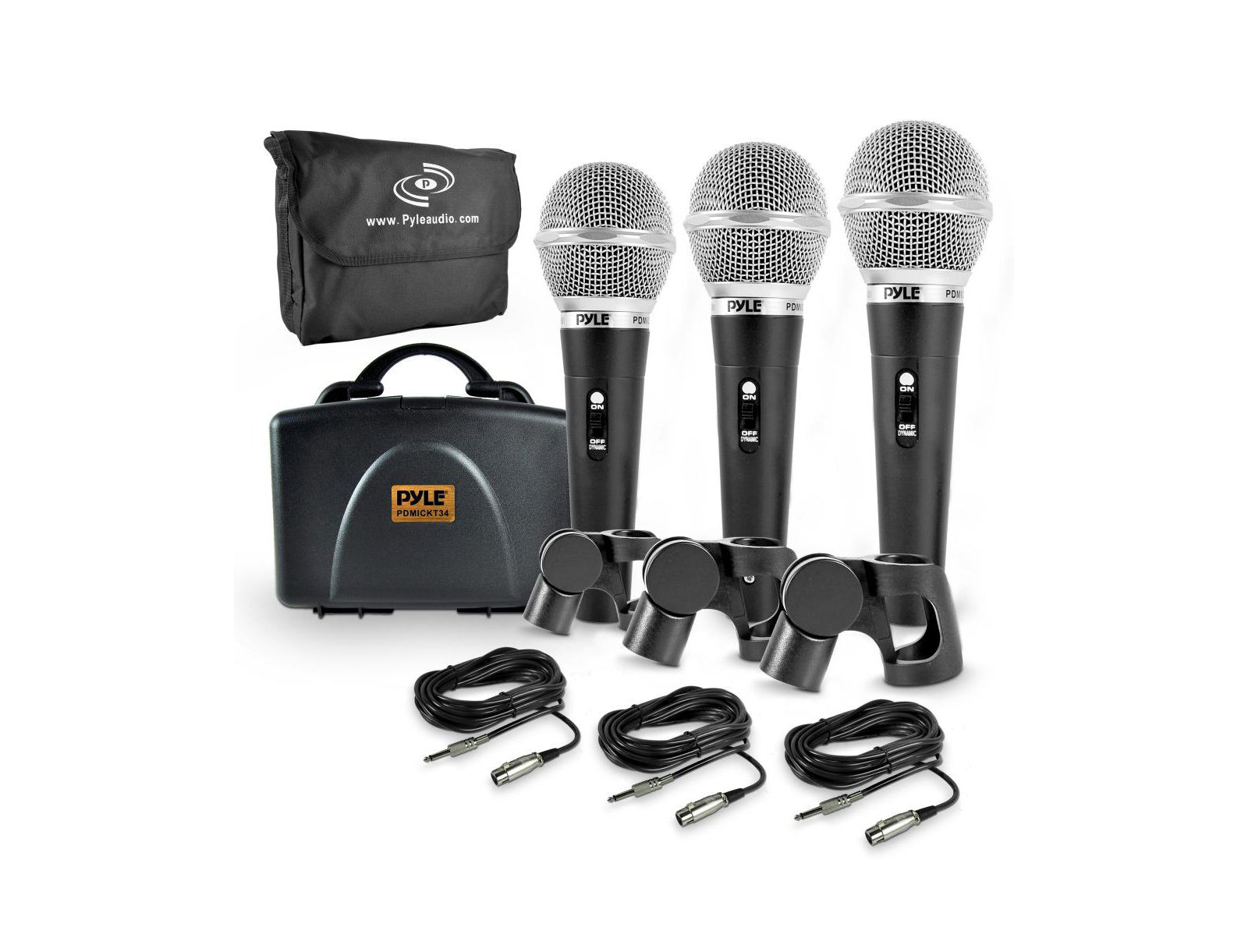 Pyle PDMICKT34 Dynamic Pop-Filter 3 Handheld Microphone Kit
