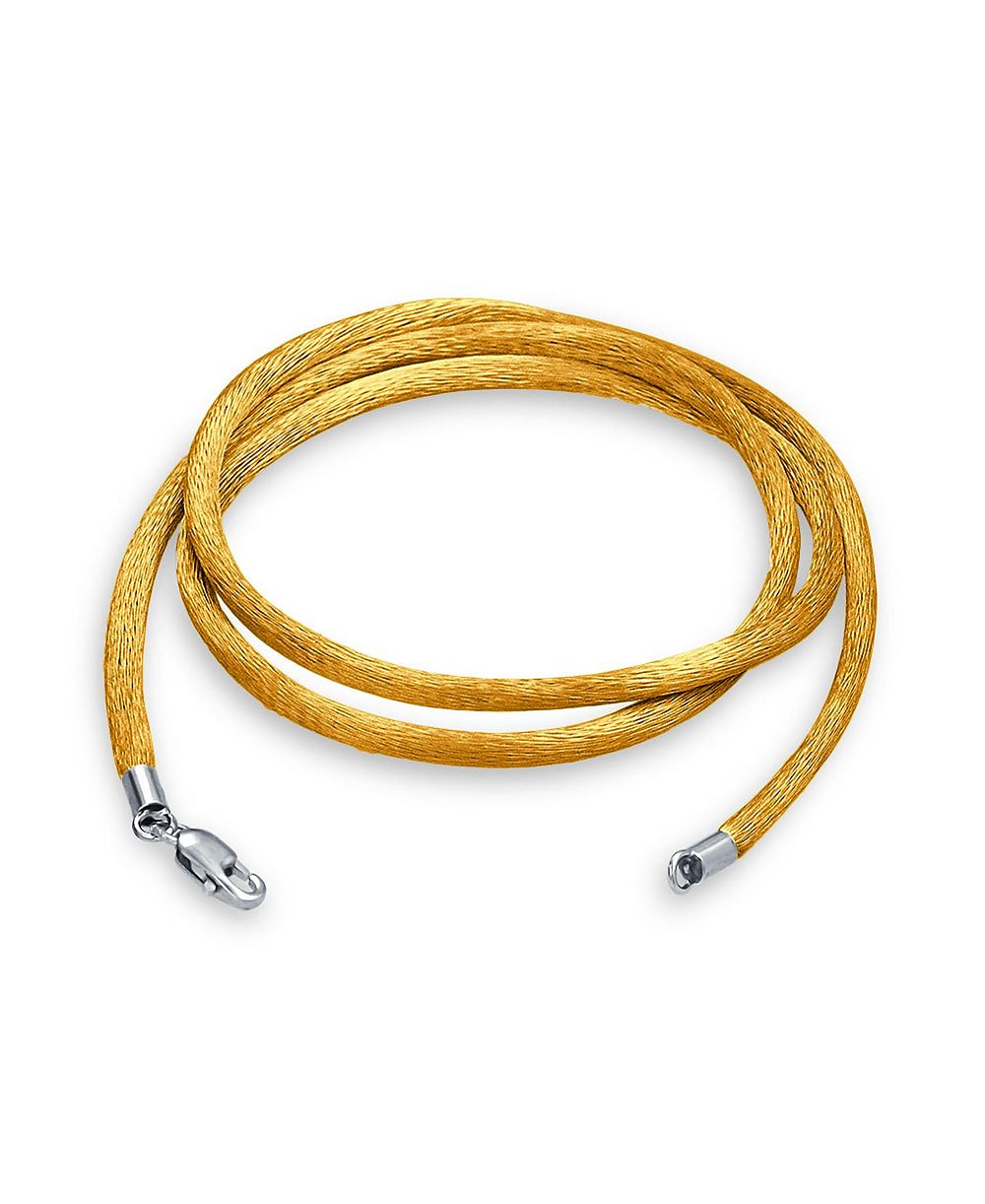Bling Jewelry 1MM Yellow Gold Satin Cord Necklace for Pendant Sterling Silver Clasp 14"